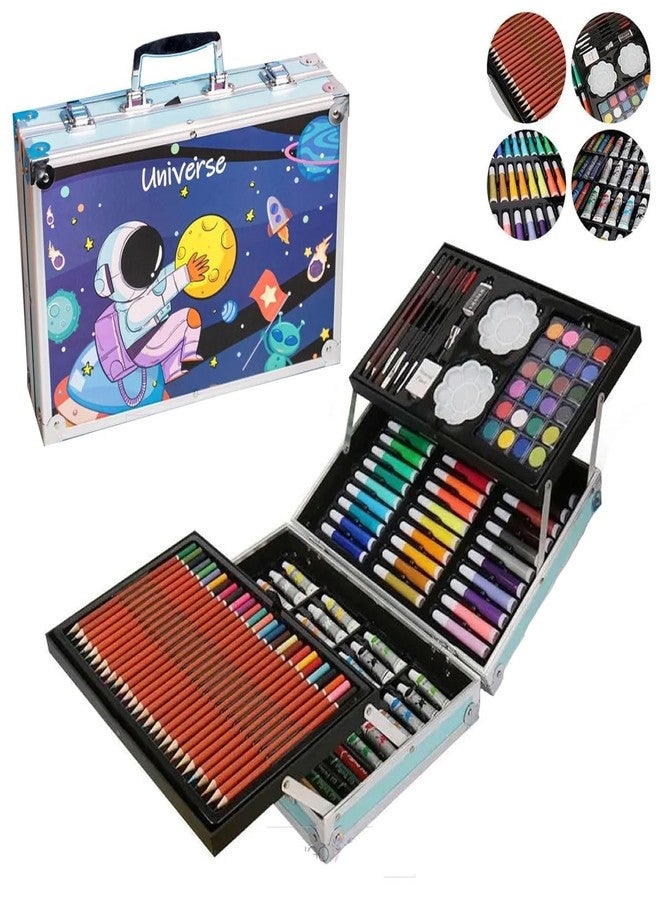 Brille Bee Space Art & Craft Painting Box, 145 Colour Kit, Professional Drawing Water Colour Pencils, Oil Pastels, Sketches & Acrylic Paint Brushes (Space) - Image 1